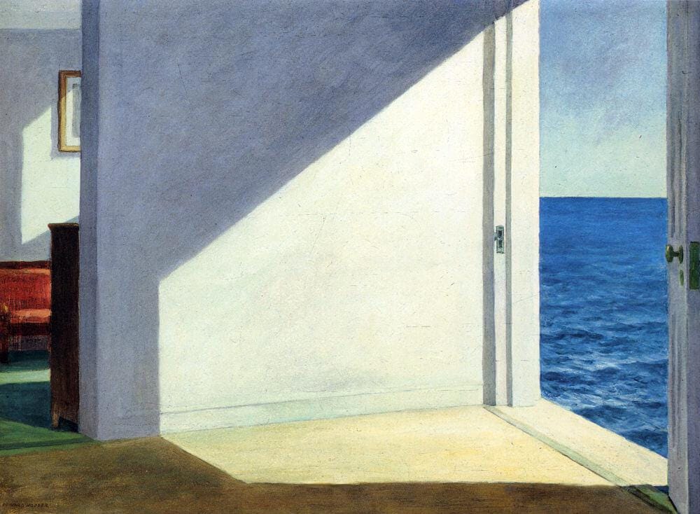 Rooms by the Sea | Edward Hopper| Texture Canvas Print  | Floating Frame and Brush Strokes FOSHE ART