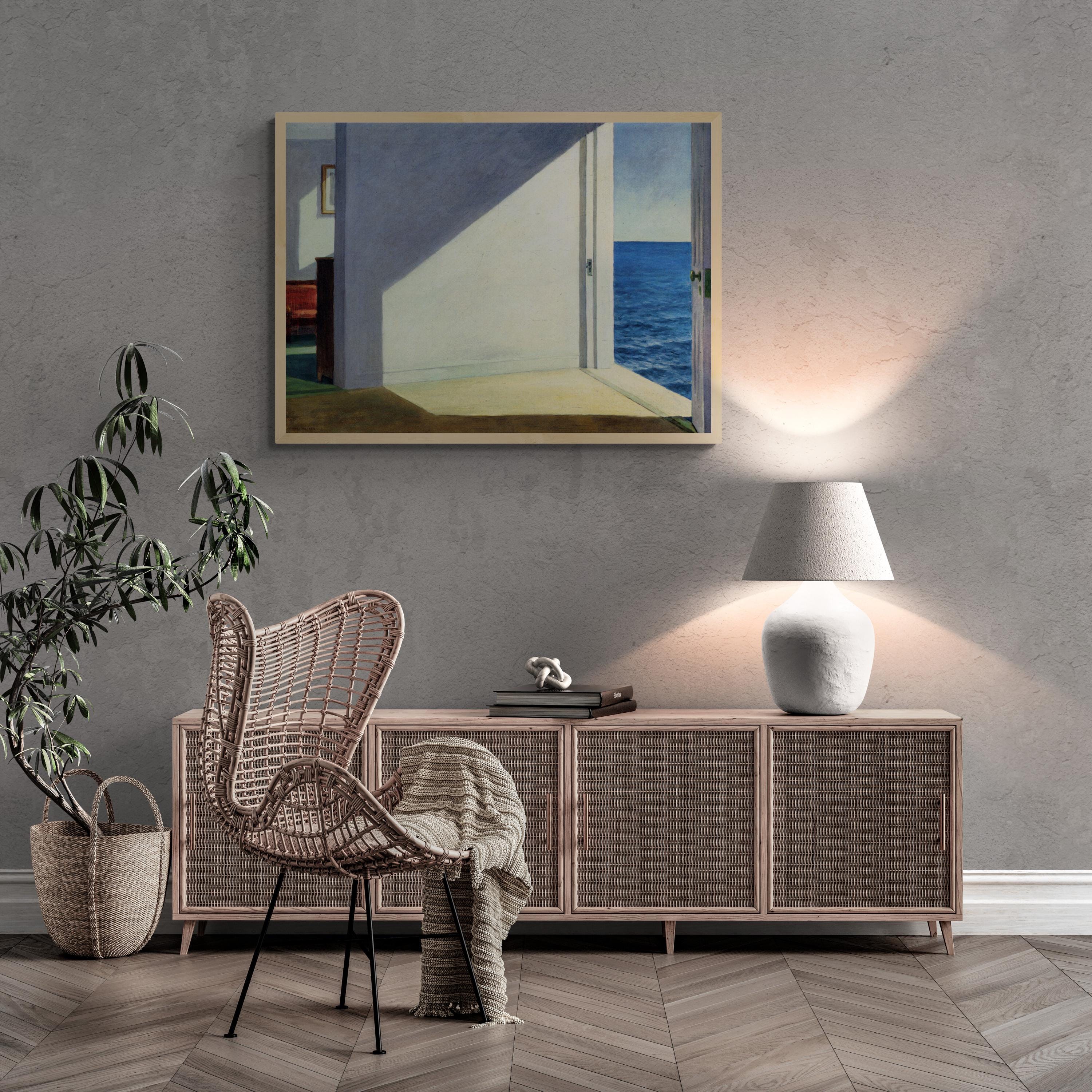 Rooms by the Sea | Edward Hopper| Texture Canvas Print  | Floating Frame and Brush Strokes FOSHE ART