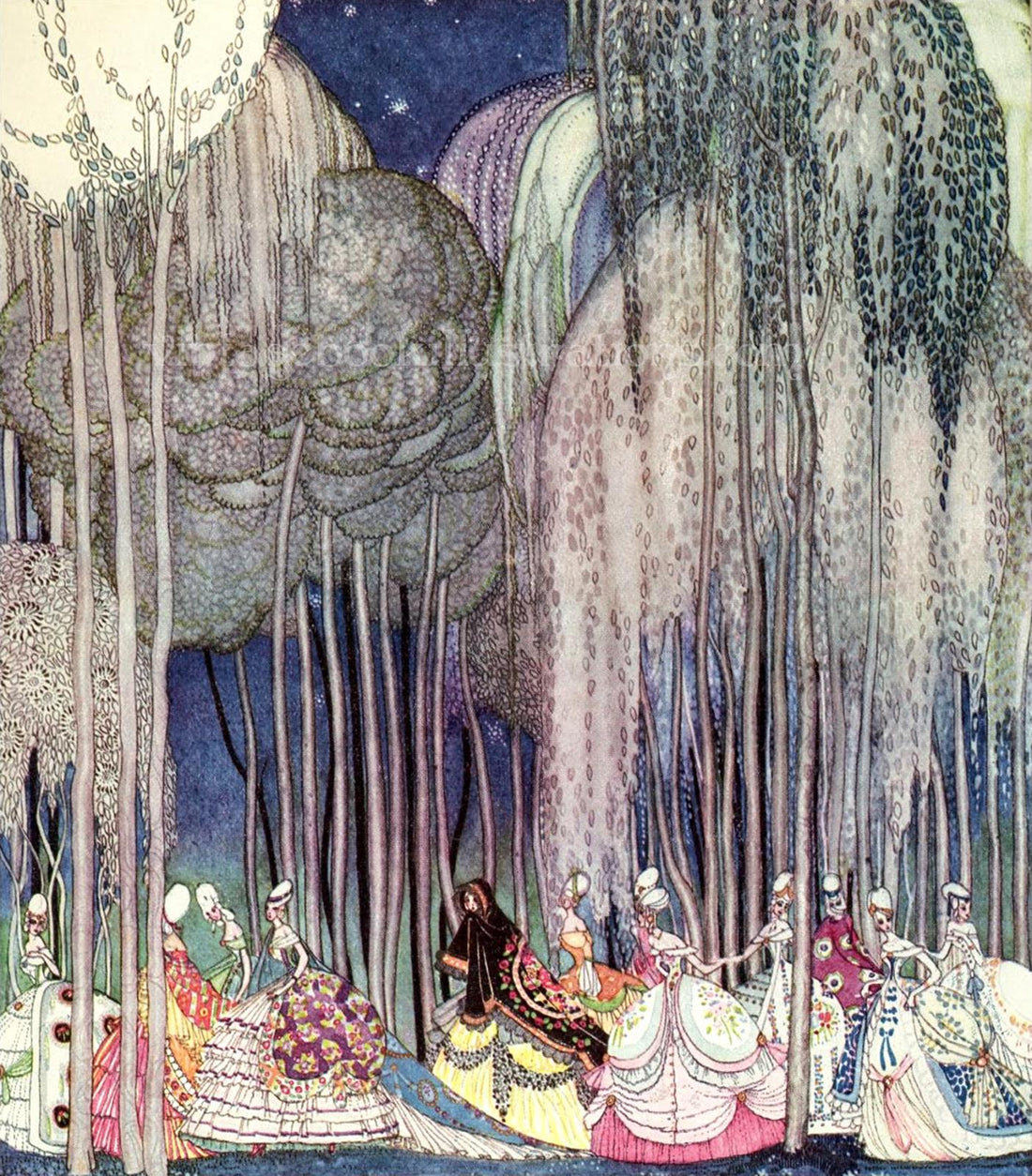 Twelve Dancing Princesses | Kay Nielsen | Canvas Print  | Floating Frame and Brush Strokes FOSHE ART
