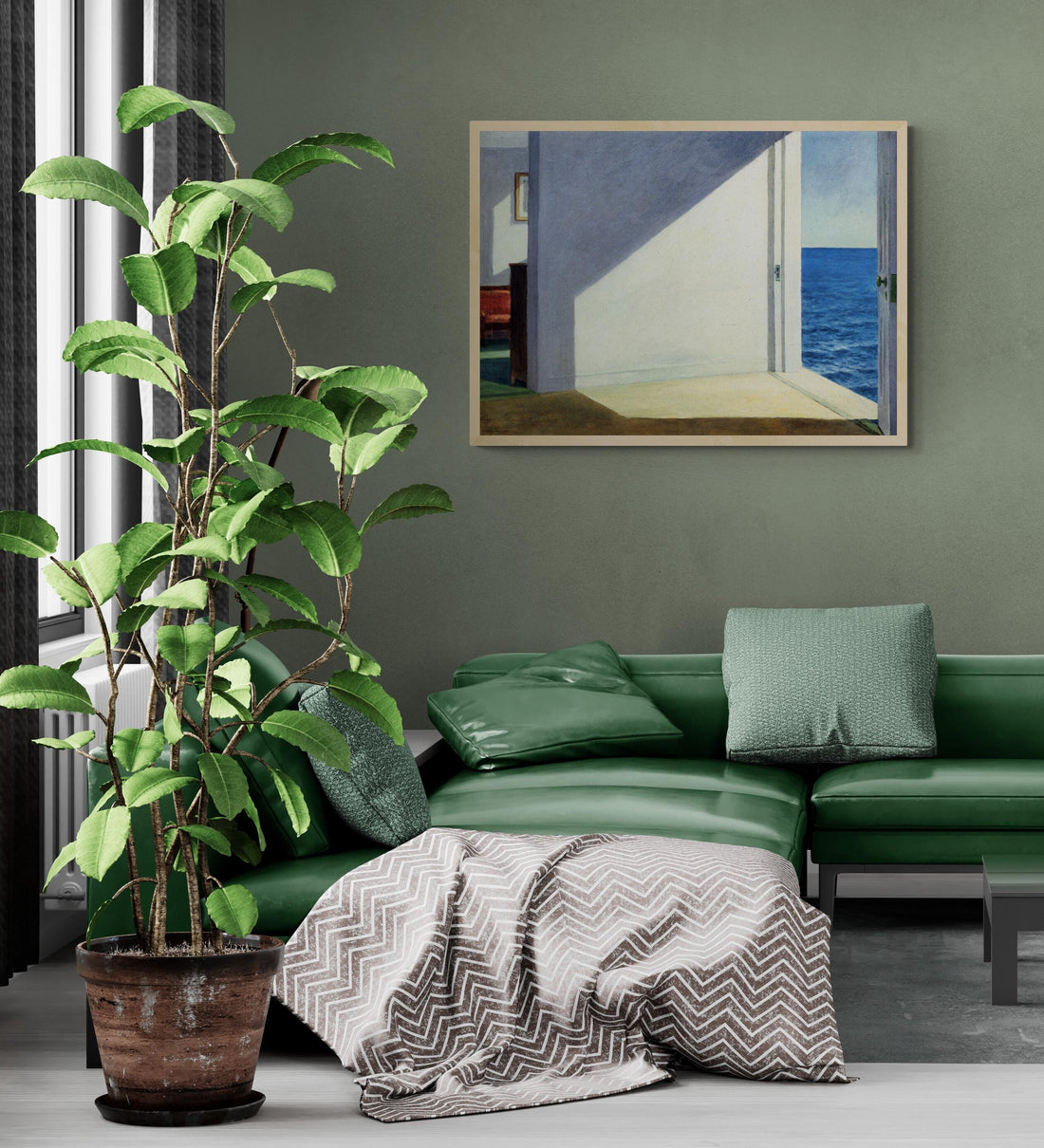 Rooms by the Sea | Edward Hopper| Texture Canvas Print  | Floating Frame and Brush Strokes FOSHE ART