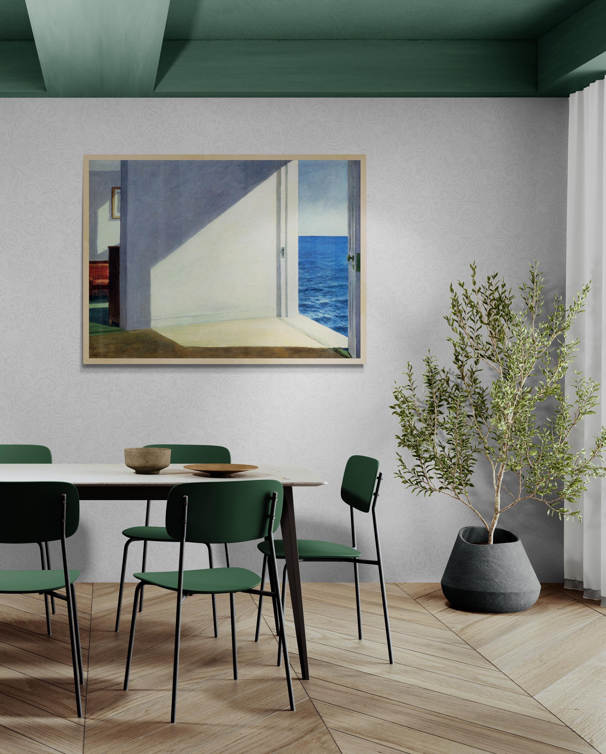 Rooms by the Sea | Edward Hopper| Texture Canvas Print  | Floating Frame and Brush Strokes FOSHE ART