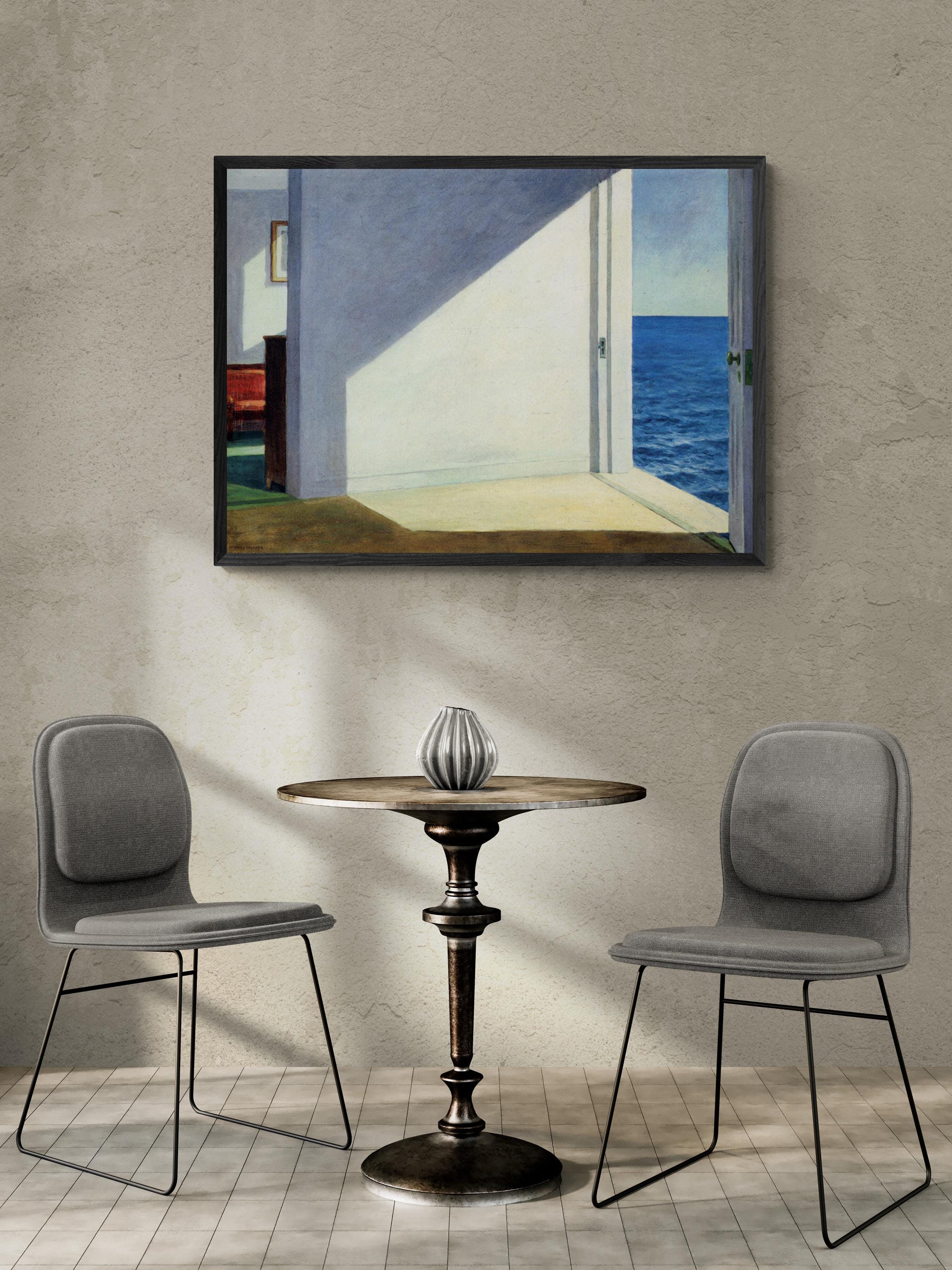 Rooms by the Sea | Edward Hopper| Texture Canvas Print  | Floating Frame and Brush Strokes FOSHE ART