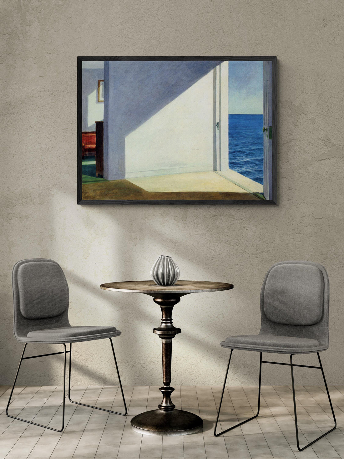 Rooms by the Sea | Edward Hopper| Texture Canvas Print  | Floating Frame and Brush Strokes FOSHE ART