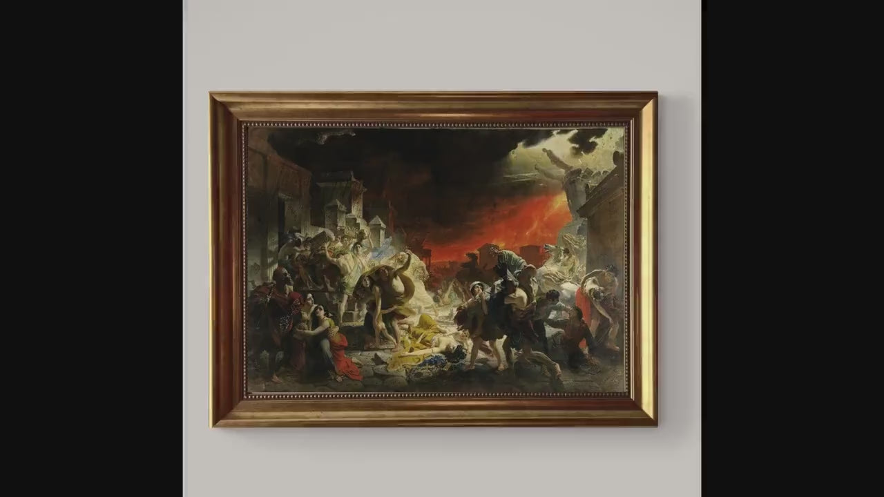 The Last Day of Pompeii Karl Brullov, Framed Canvas Art Print,  Hand-Finished Brush Strokes