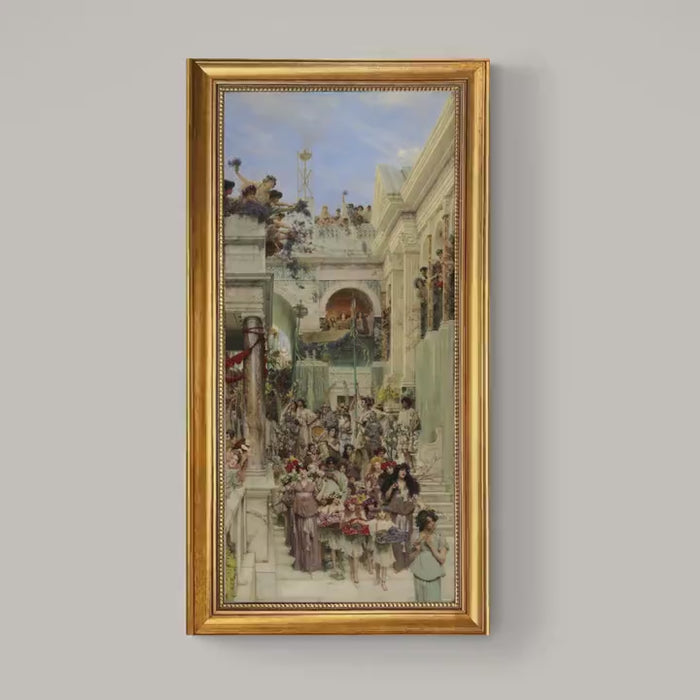 Spring by Lawrence Alma-Tadema, Canvas Print with Brush Strokes, Gold Wooden Frame, Museum Quality