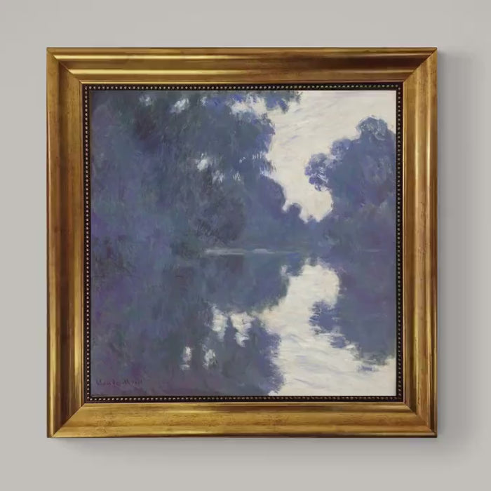 Monet Matinée sur la Seine Canvas Print: Hand-Textured, Golden Vintage Frame