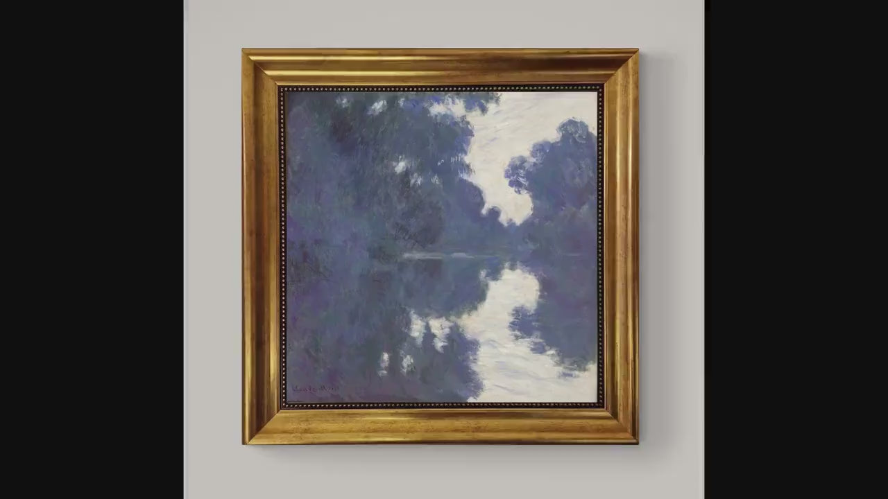 Monet Matinée sur la Seine Canvas Print: Hand-Textured, Golden Vintage Frame