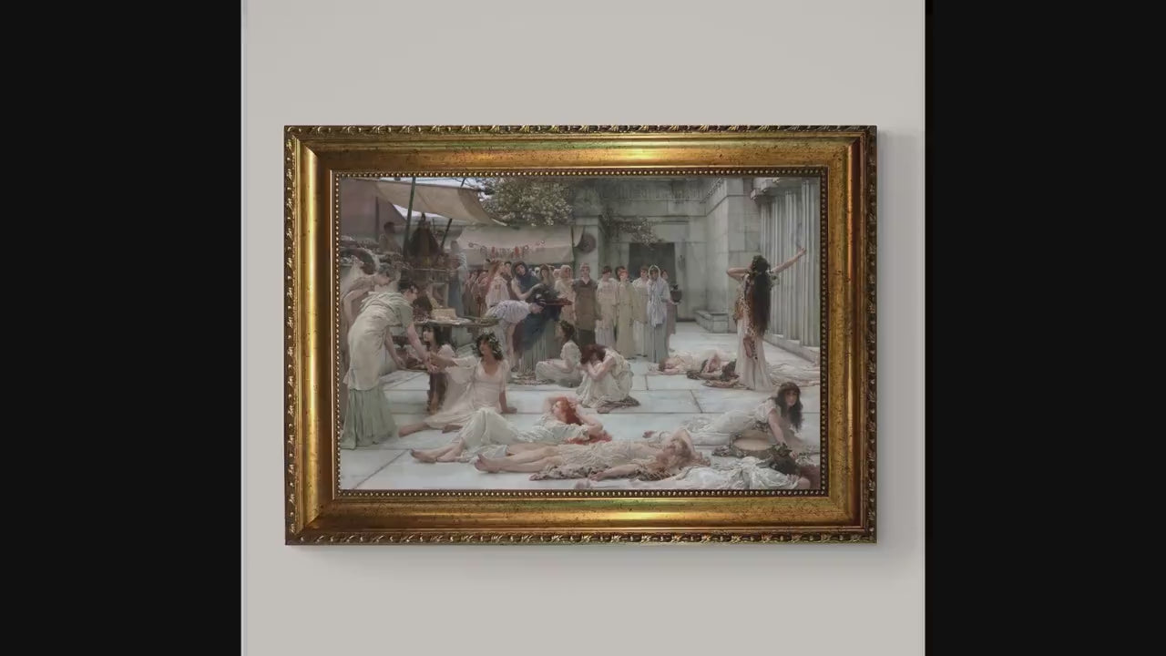 The Woman of Amphisse by Tadema, Framed Canvas Reproduction Print with brush strokes