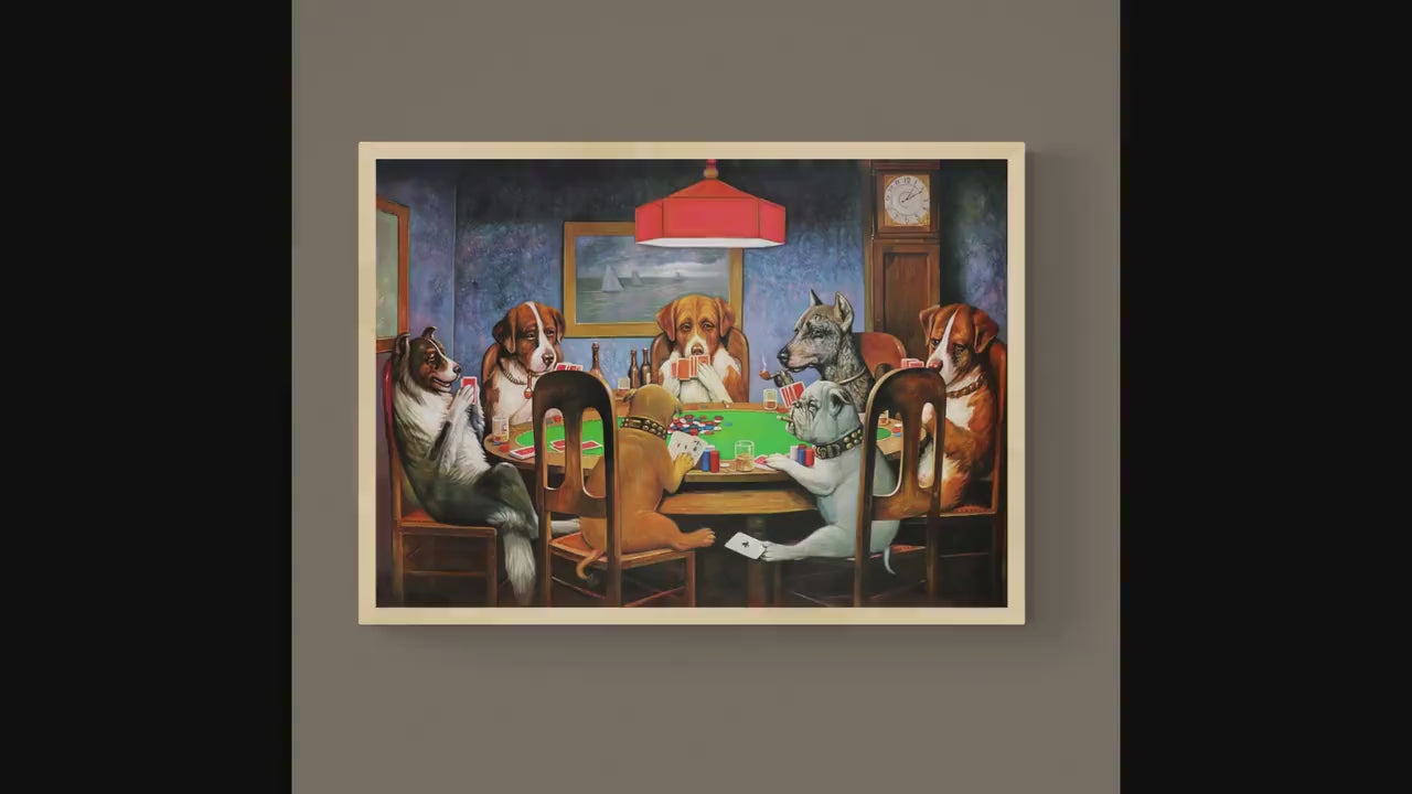 Dogs playing by Cassius Coolidge, Canvas Art Print, Brush Strokes, Floating Frame