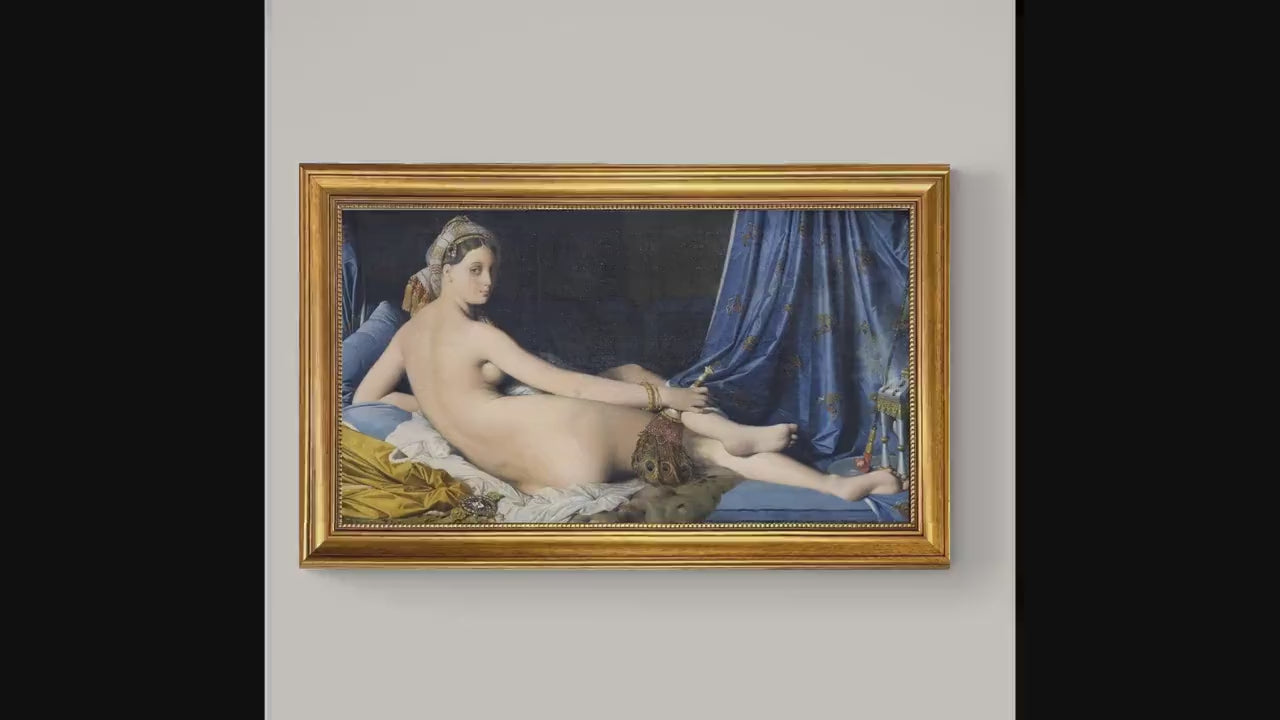 La Grande Odalisque Canvas Print: Ingres Art in Golden Vintage Frame, Brush strokes