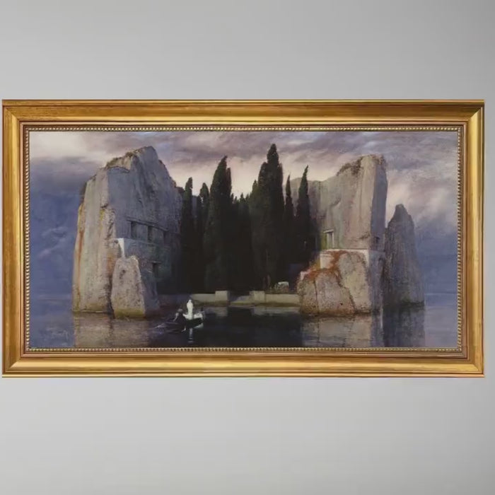 Isle of the Dead Print, Arnold Böcklin, Canvas Print with Brush Strokes and Vintage Golden Frame
