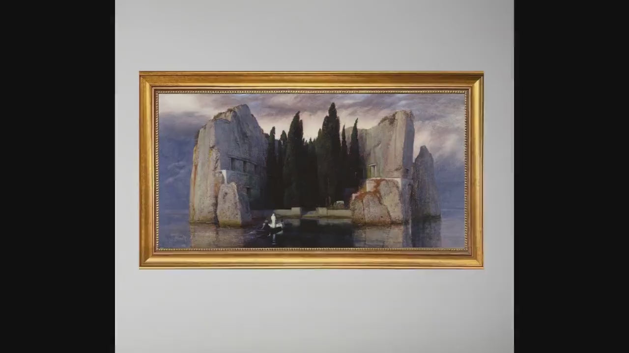 Isle of the Dead Print, Arnold Böcklin, Canvas Print with Brush Strokes and Vintage Golden Frame