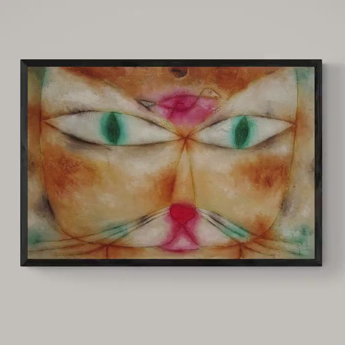 Paul Klee Cat and Bird, Canvas Art Print, Brush Strokes, Floating Frame