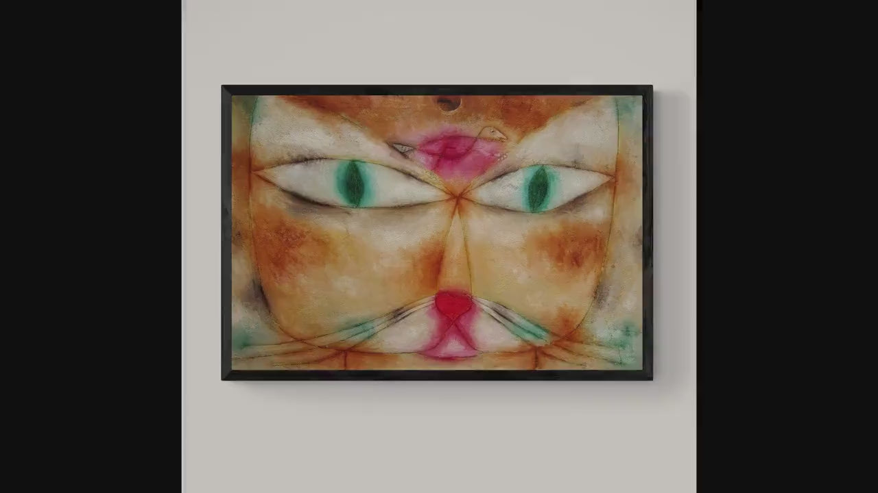 Paul Klee Cat and Bird, Canvas Art Print, Brush Strokes, Floating Frame