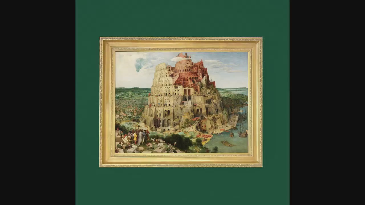 Tower of Babel by Pieter Bruegel, 3D Hand-Finished Canvas Print, Vintage Golden Frame