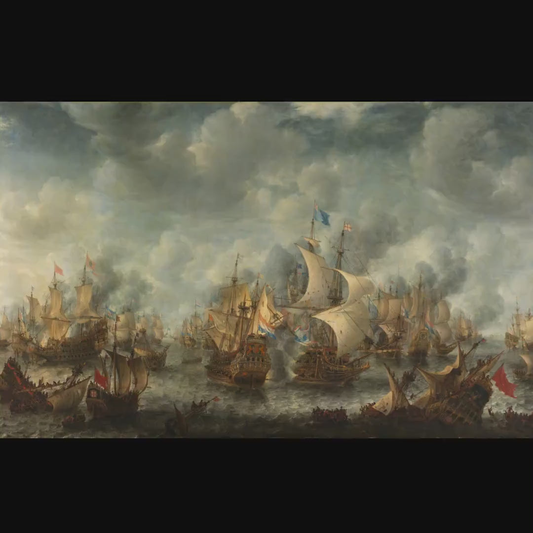 Battle of Terheide Canvas Print with Golden Vintage Frame