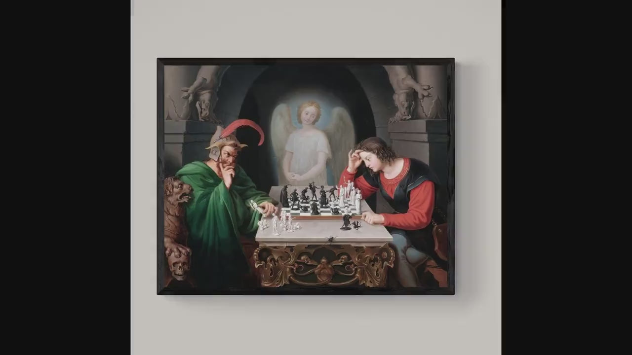 Checkmate painting by Moritz Retzsch (1831), Canvas Print: 3D Hand Finished Art