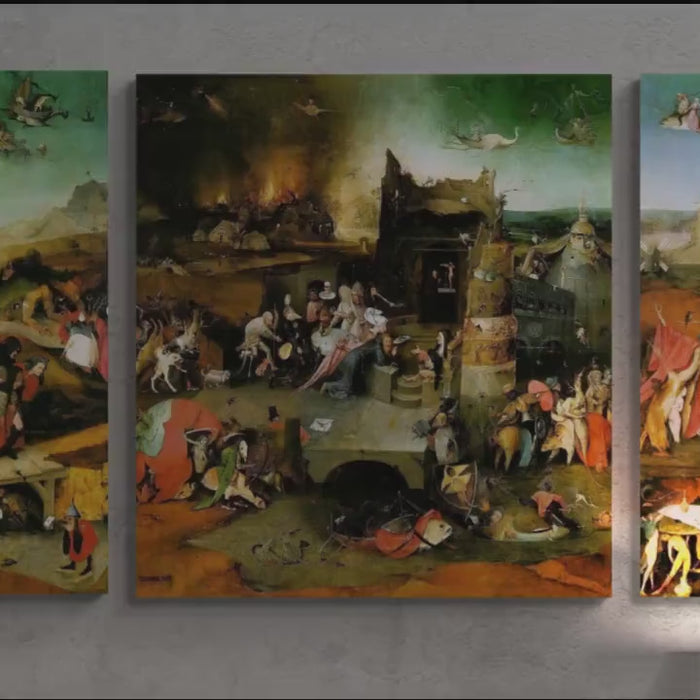 Hieronymus Bosch "Temptation of St Antony" Triptych, Canvas or Paper Print