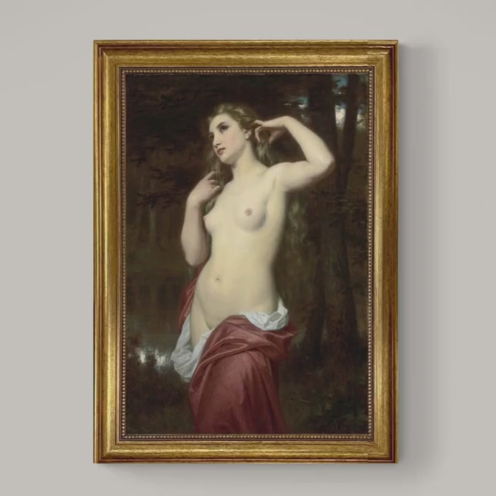 Hugues Merle "The Bather" Canvas Print: Hand-Finished Brushstrokes