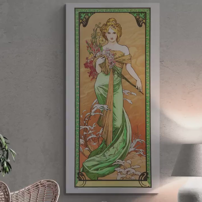 Art Nouveau Print: Alfons Mucha Spring Woman - Canvas or Paper