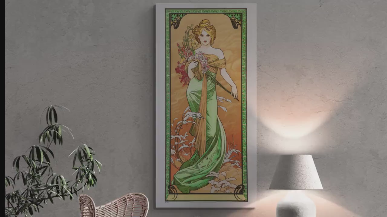 Art Nouveau Print: Alfons Mucha Spring Woman - Canvas or Paper