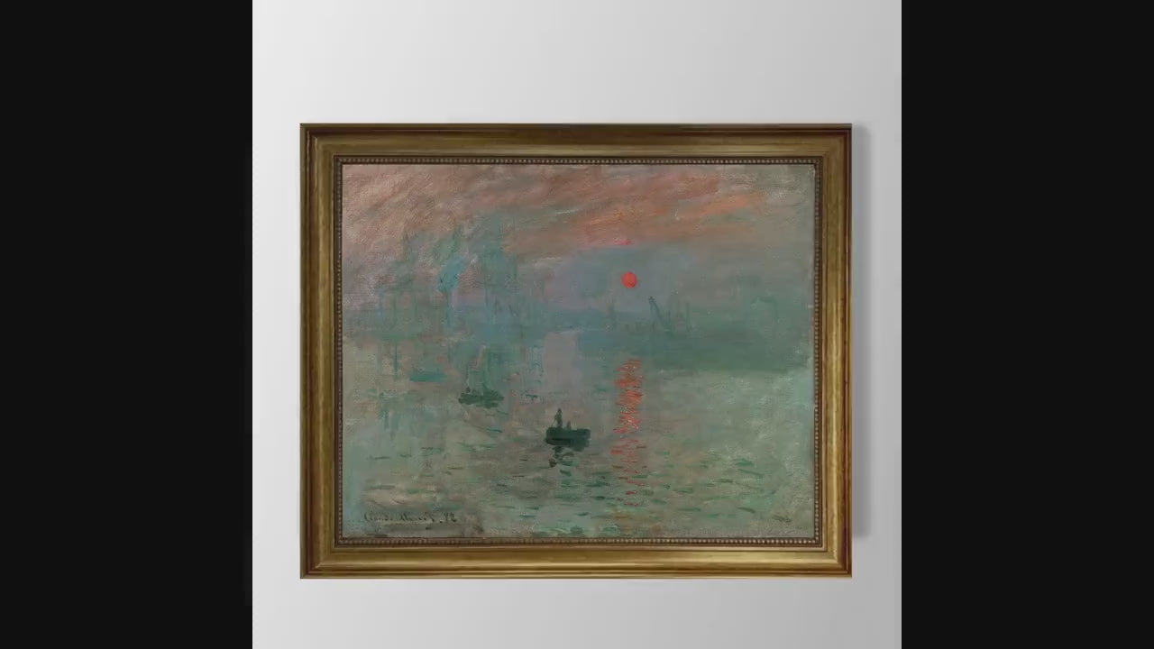Monet's Impression Sunrise: Hand-Finished Canvas Print with Vintage Gold Frame