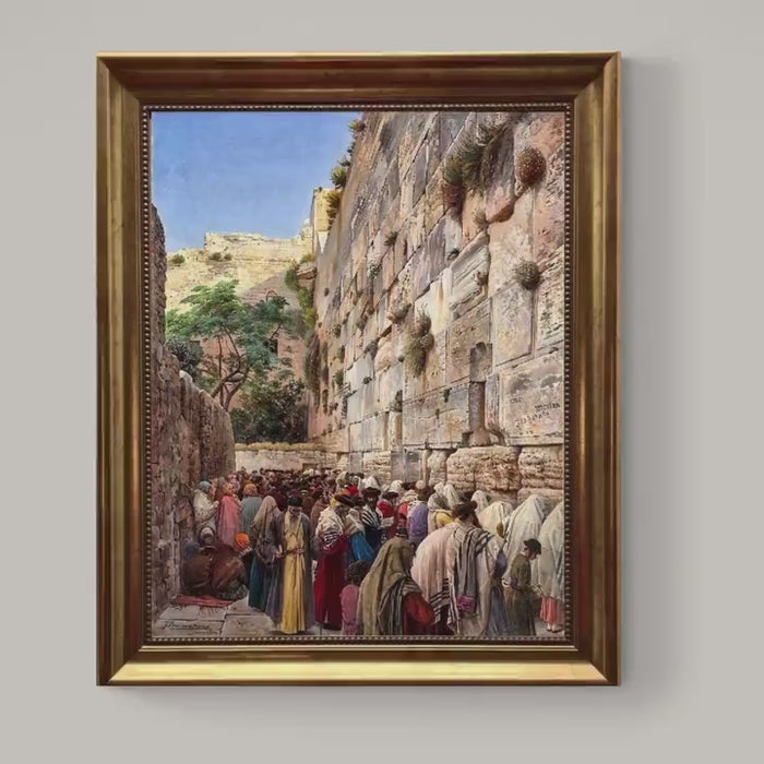 Wester Wall by Gustav Bauernfeindi, Canvas Print with Hand-Finished Brush Strokes, Vintage Golden Frame,
