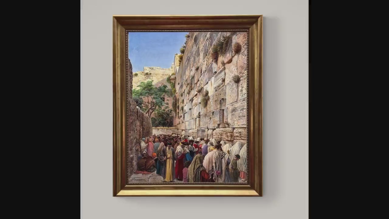 Wester Wall by Gustav Bauernfeindi, Canvas Print with Hand-Finished Brush Strokes, Vintage Golden Frame,