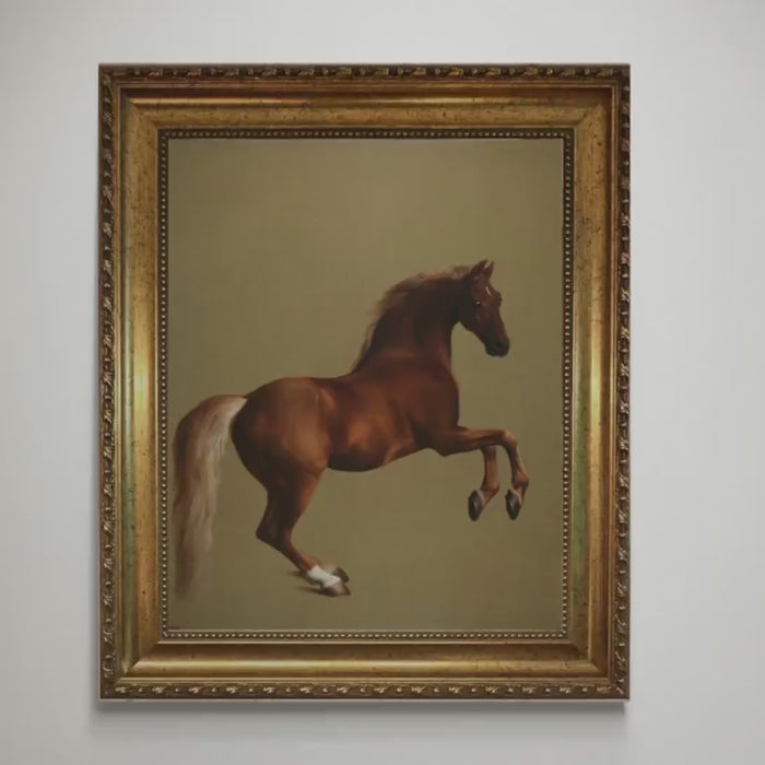Whistlejacket by George Stubbs Wall Art: Classic Print (Vintage Golden Frame and Brush Strokes)