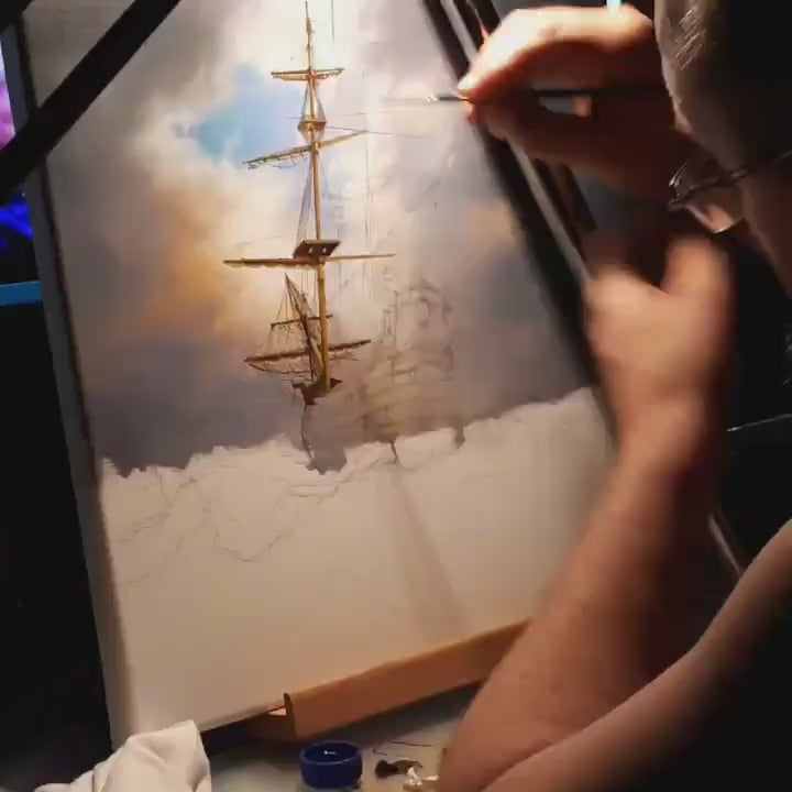 Majestic Ship | Robert Zietara| Giclée Art Print | Nautical Seascape Painting