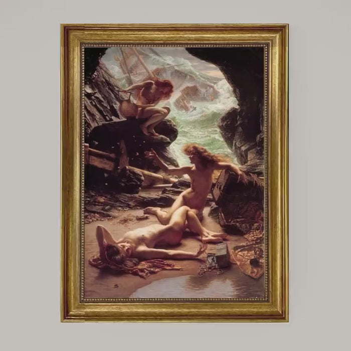 Poynter's Storm Nymphs Canvas Print: Gold Vintage Frame, Museum Quality