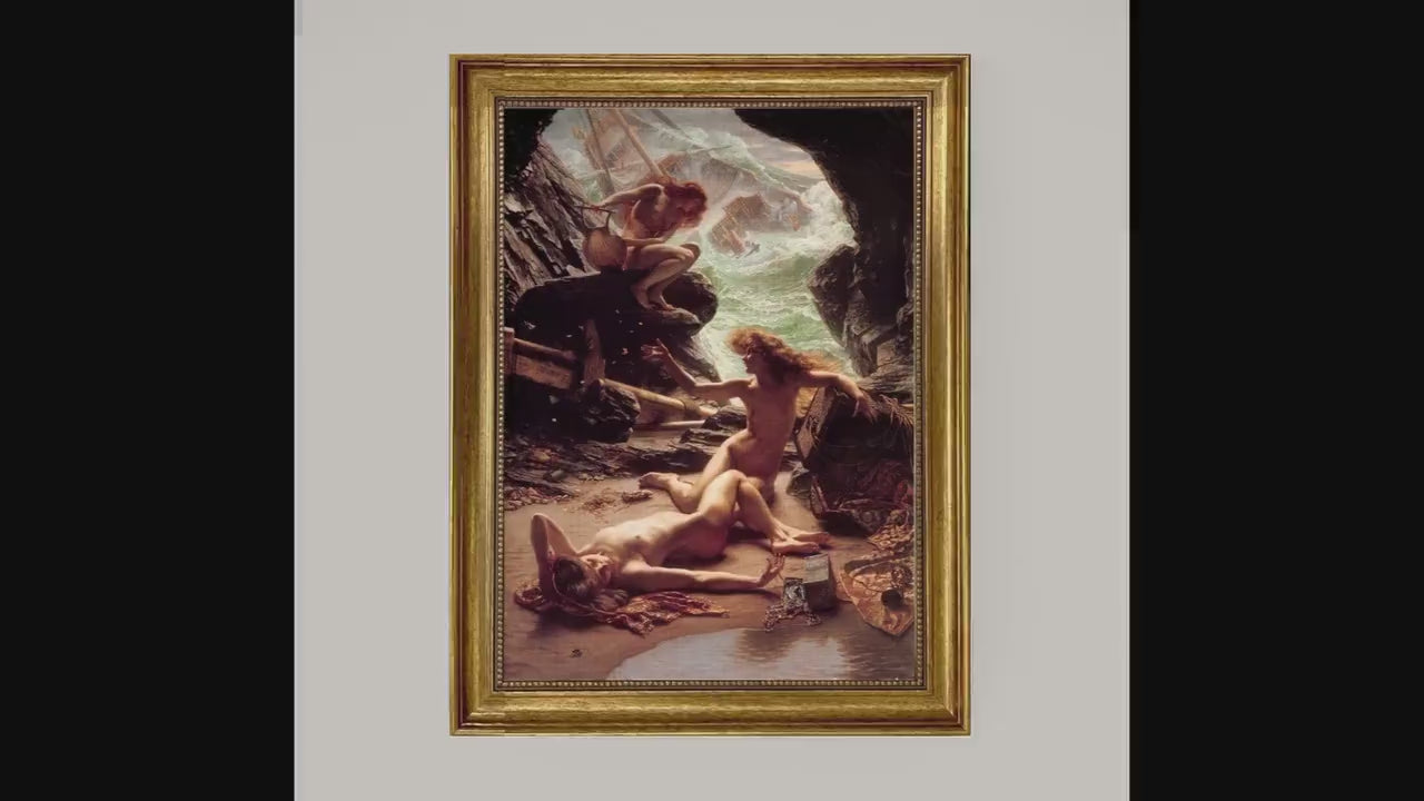 Poynter's Storm Nymphs Canvas Print: Gold Vintage Frame, Museum Quality