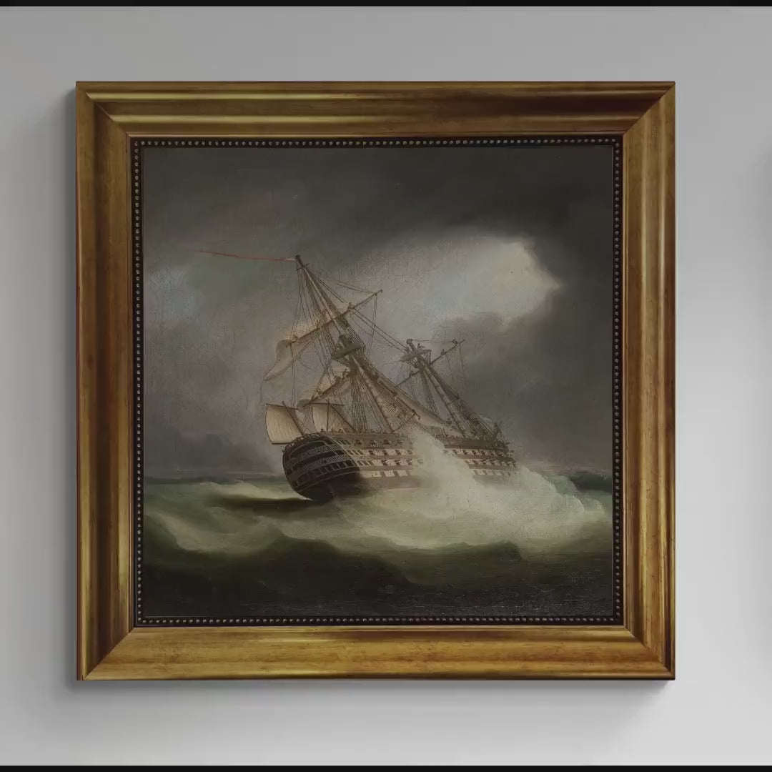 HMS Victory Canvas Art Print | James Buttersworth Nautical Painting