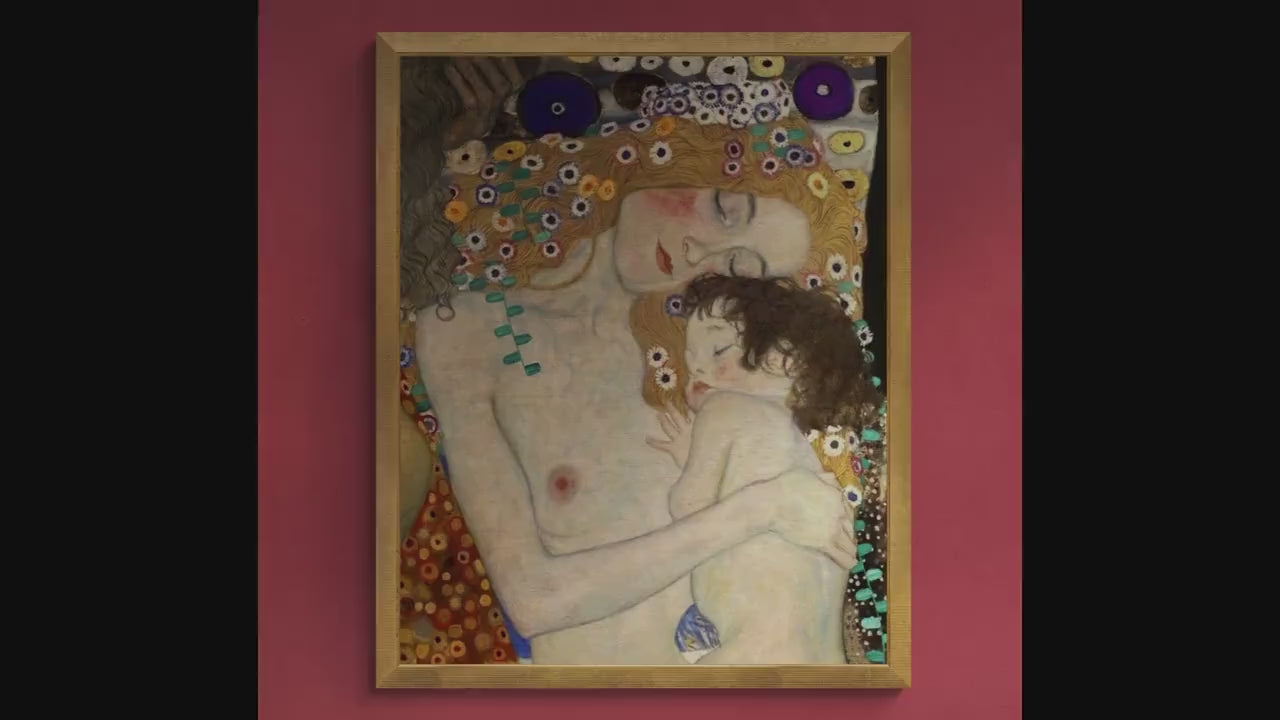 Gustav Klimt Mother and Child Canvas Print, Hand Finished Texture