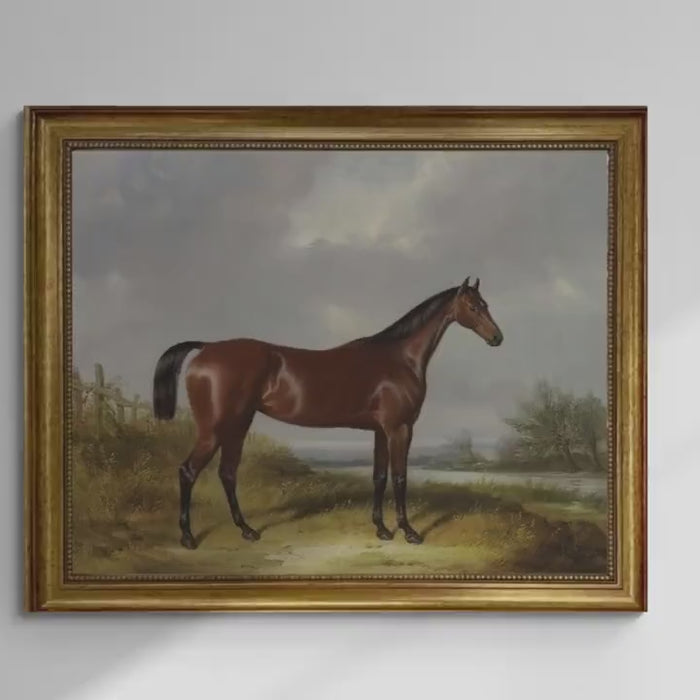 Horse Canvas Print | William Barraud, Golden Vintage Frame