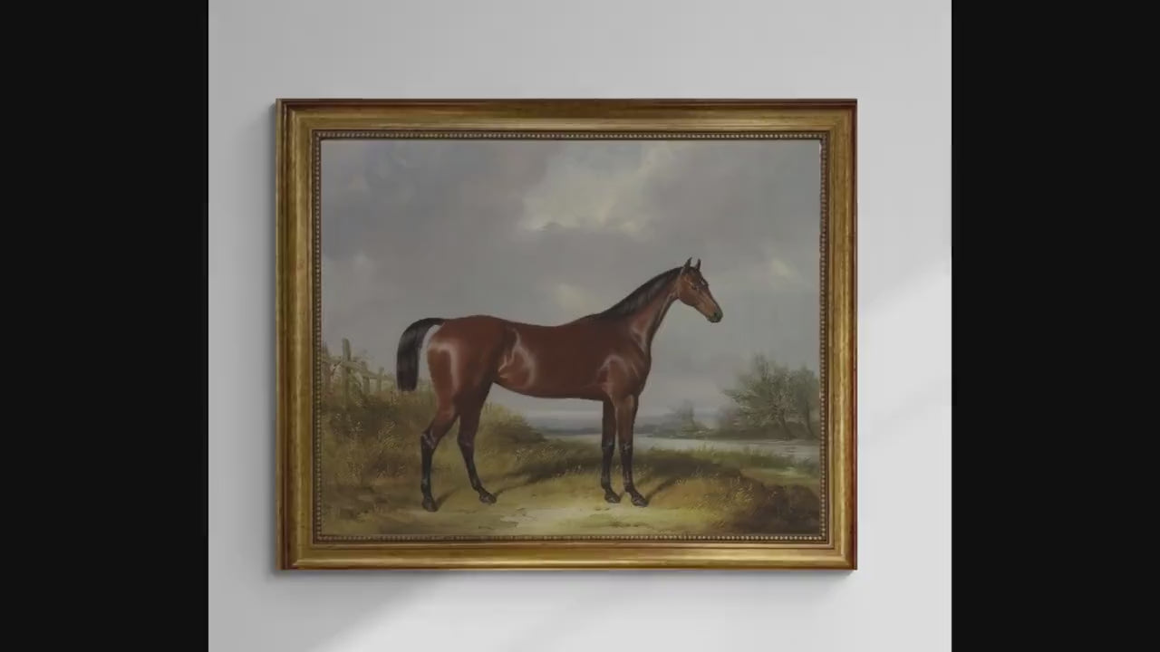 Horse Canvas Print | William Barraud, Golden Vintage Frame