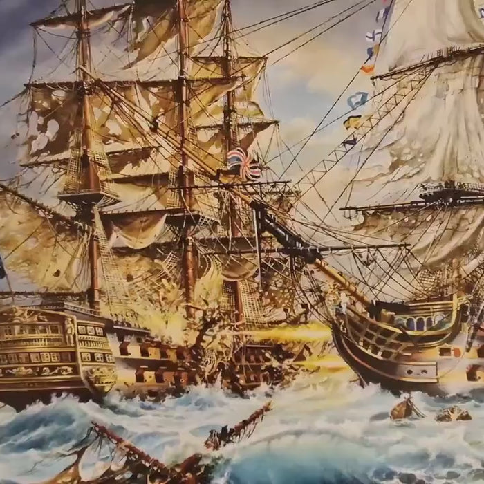 Battle of Trafalgar Framed Canvas Print, HMS Victory Nautical Art