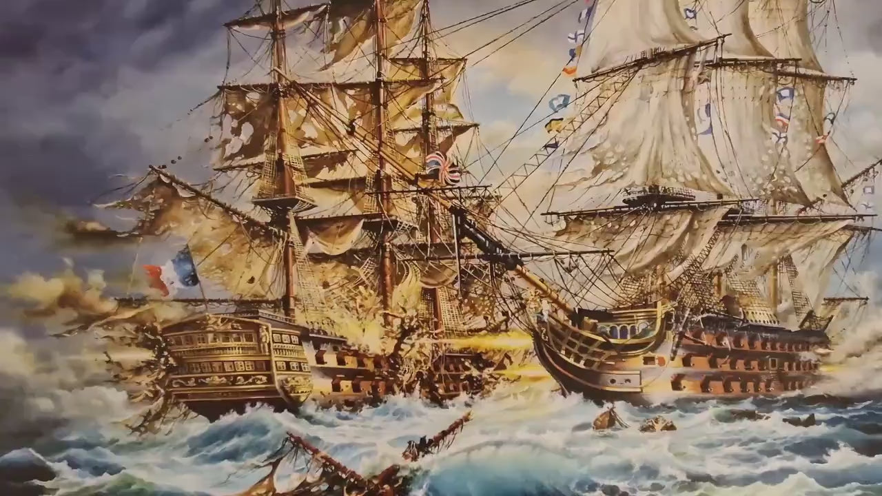 Battle of Trafalgar Framed Canvas Print, HMS Victory Nautical Art