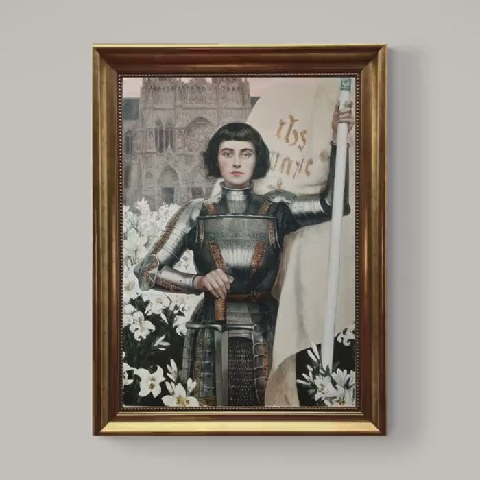 Jeanne D'Arc painting by Albert Lynch, Framed Canvas Art Print with Brush strokes