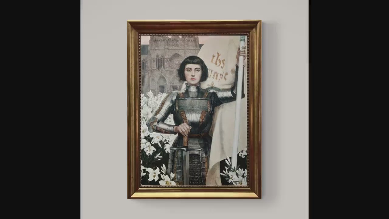 Jeanne D'Arc painting by Albert Lynch, Framed Canvas Art Print with Brush strokes