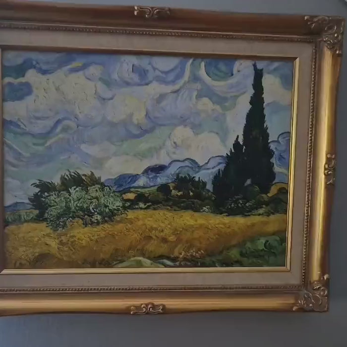 Van Gogh 'Wheat Field with Cypresses' Framed Canvas Print – Vintage Style
