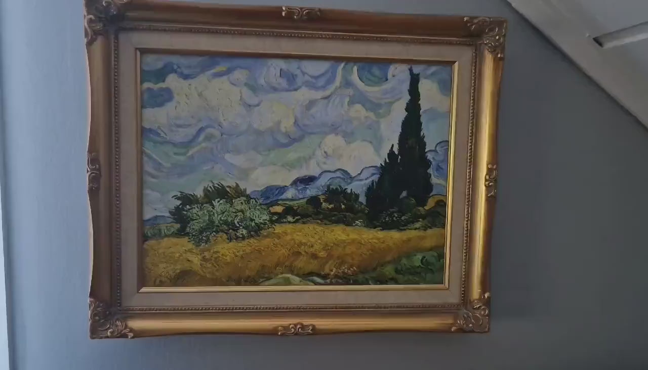 Van Gogh 'Wheat Field with Cypresses' Framed Canvas Print – Vintage Style