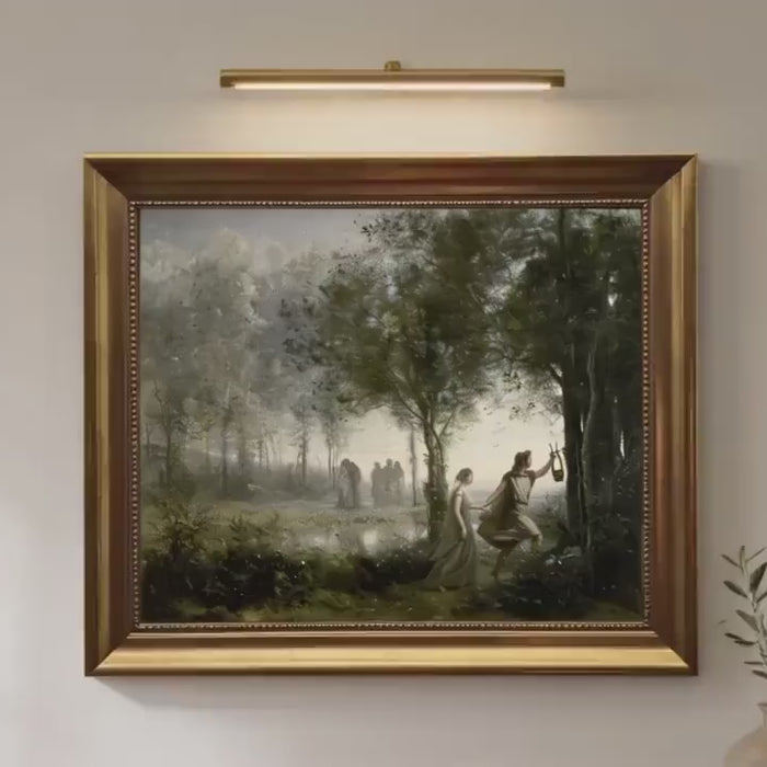Orpheus Leading Eurydice 3D texture print on Canvas with Vintage Wooden Frame