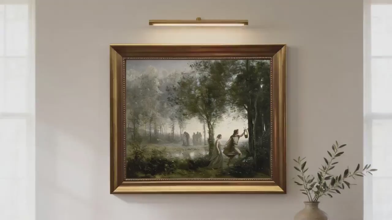 Orpheus Leading Eurydice 3D texture print on Canvas with Vintage Wooden Frame
