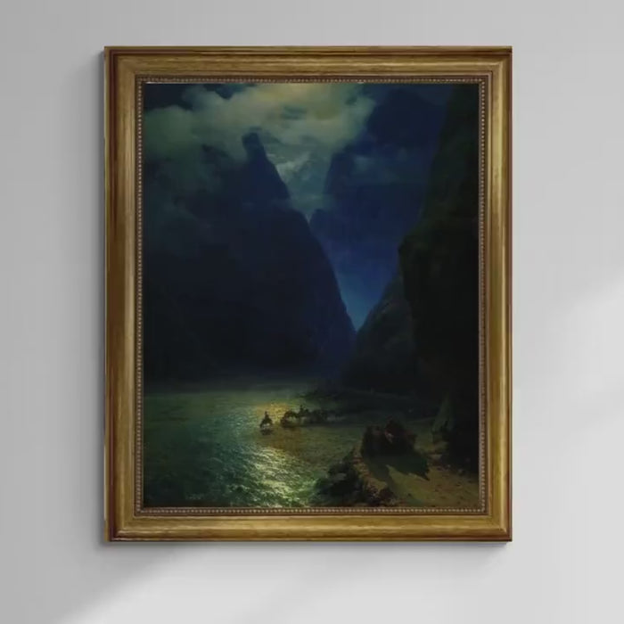 Aivazovsky "Darial George",  Museum Quality Canvas Print with Brush Strokes and Vintage Gold Frame