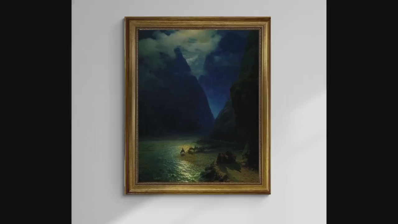 Aivazovsky "Darial George",  Museum Quality Canvas Print with Brush Strokes and Vintage Gold Frame