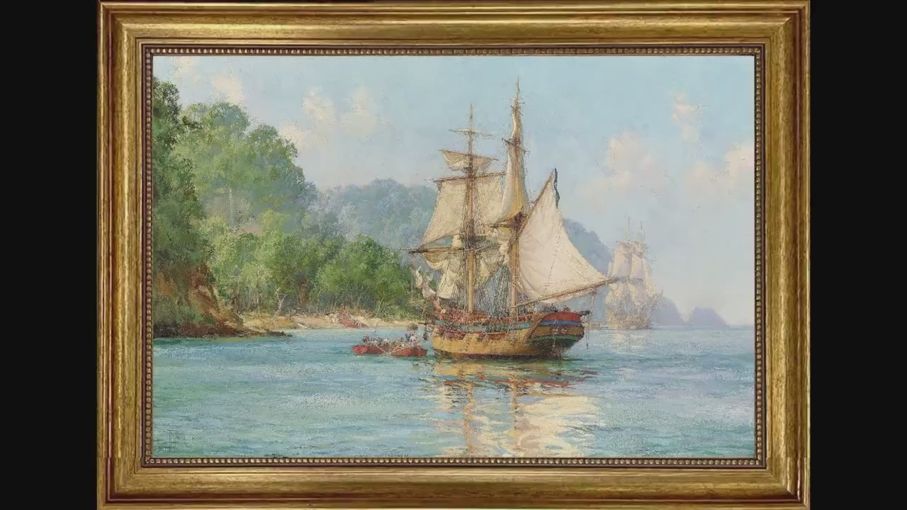 Pirates' Haunt Art Print by Montague Dawson, Cocos Island Nautical Canvas