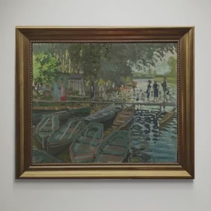 Bathers at La Grenouillère Print – Claude Monet Giclée Canvas, Vintage Frame
