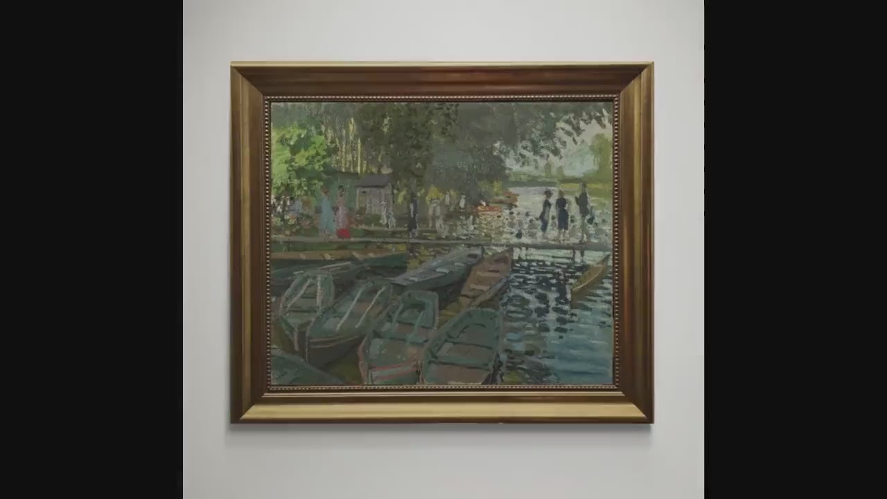 Bathers at La Grenouillère Print – Claude Monet Giclée Canvas, Vintage Frame