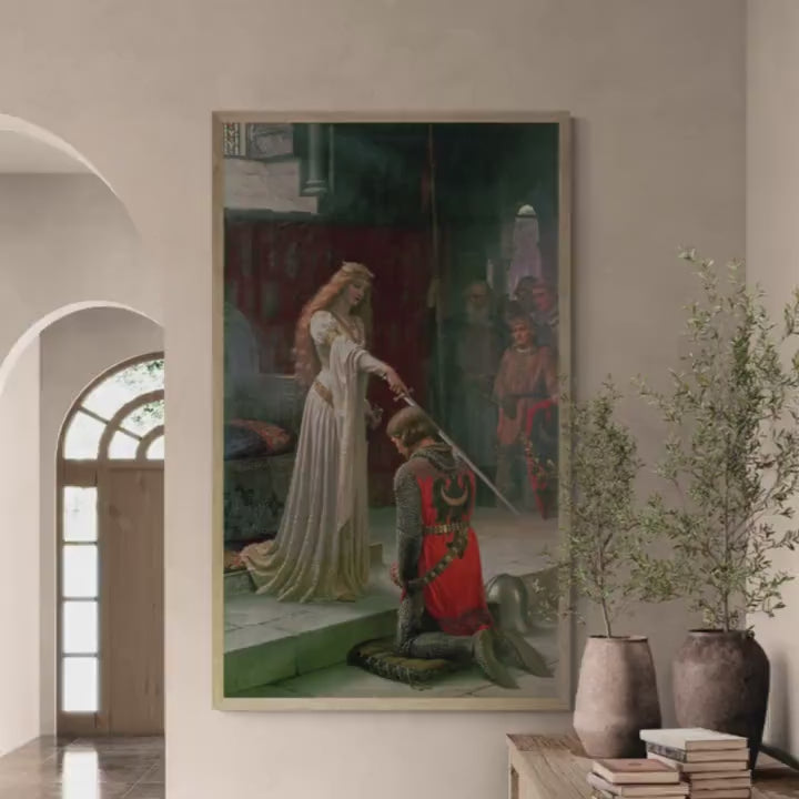 Edmund Leighton's The Accolade | Vintage Golden Framed Canvas Art Print